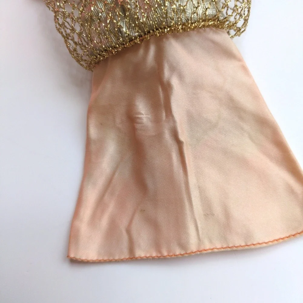 Vtg 60s Barbie Francie #1222 Gold Rush Clothing Outfit‎ - Dress Gold Pink Mesh